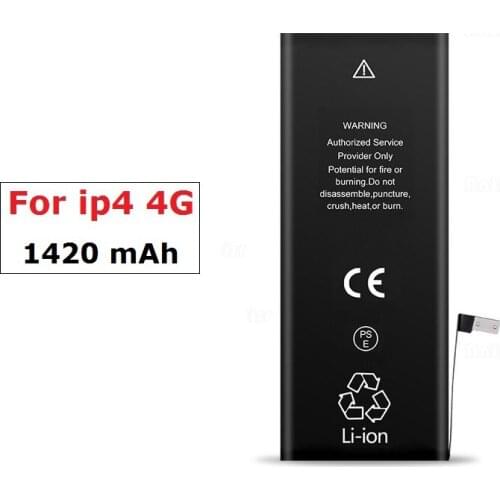 Li-ion Lithium Phone Rechargeable Phone Bateria High Quality 3.7V 1420mAh Battery For iPhone 4 4G iPhone4 iP4 Batteries