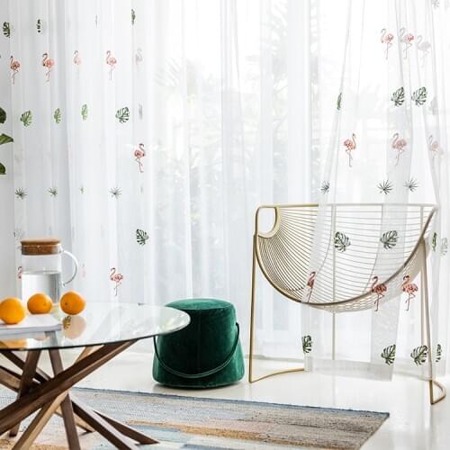 Nordic Fashion Embroidered Window Screen Study Bedroom Childrens Room Ins Style Curtains