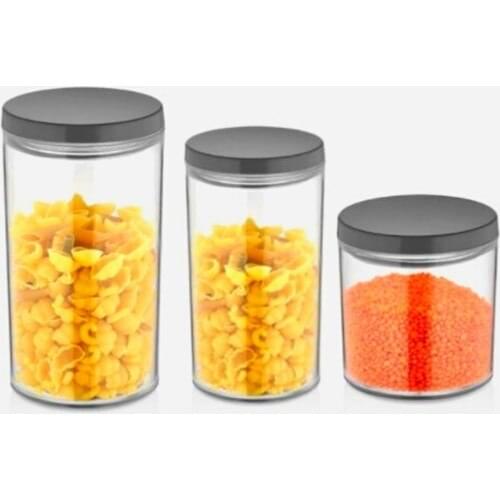 Sun Plastic Jar Set 3'lü Elegant Storage Container 0,5 Lt- 0,8 Lt - 1,3 Lt