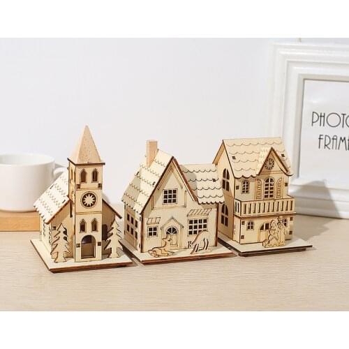 Christmas Decorations Luminous Cabin Snow House Christmas Tree Decoration DIY2021 New Year Gift Window Decoration