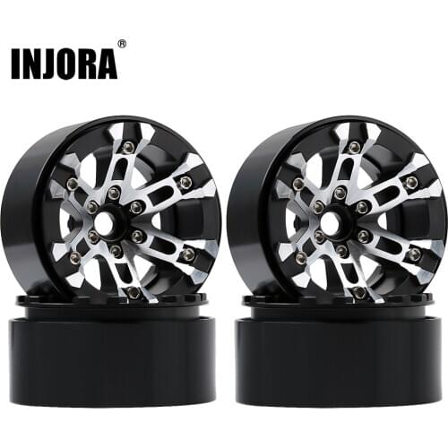 INJORA 4Pcs Metal 2.0inch Beadlock Wheel Hub Rims for 1/10 RC Crawler Car Axial SCX10 90046 SCX10 III AXI03007 TRAXXAS TRX4