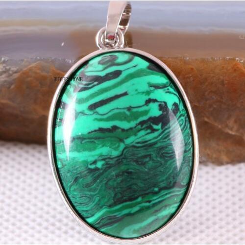 Necklace Pendant Oval CAB Cabochon Natural Stone Beads Green Malachite Women Jewelry Gift 1Pcs K660 Free Shipping