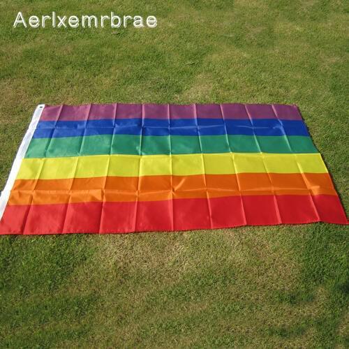 Free shipping Aerlxemrbrae Rainbow Flag 3x5 FT Polyester Flag Gay Pride Peace Flags LESBIAN PRIDE PEACE Pennants Flag