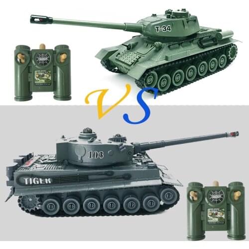 99824 The Most Popular Batter Tank T-34 & Tiger Tank 2.4G Radio Controlled Car 1/28 Tank Fight 2 Tanks With 9CH,Sound And Light
