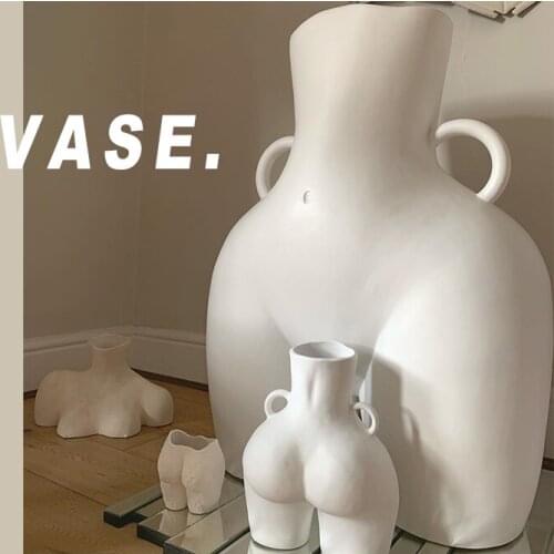 Modern Simplicity Vase Body Art Statue Ceramic Flowerpot Flower Arrangement Crafts White Desktop Ornaments Home Decoration