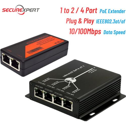 1/2/4 Port POE Extender IEEE802.3af port transmission extender max extend 120m transmission poe extender transmission for ip cam