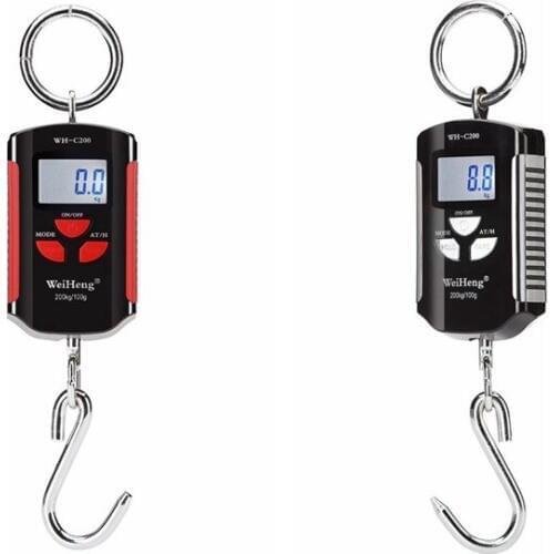 200kg 100g Crane Scale Mini Heavy Duty Electronic Digital Stainless Steel Hook Scales LCD kg lb Loop Hanging Weight Balance