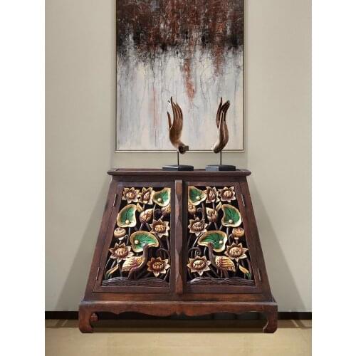 YL New Chinese Bedroom Bedside Table Southeast Asian Style Solid Wood Locker Decorative Furniture Bedside Cabinet