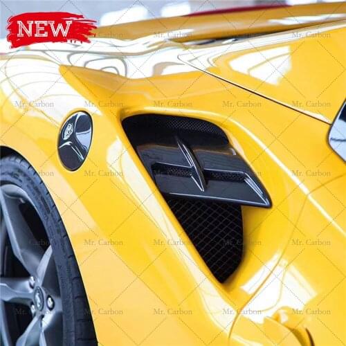 FOR FERRARI 488 GTB SPIDER 2015+ CAPRISTO-STYLE CARBON FIBER REAR VENTS TRIM TUNING PART 488 CARBON REAR FENDER AIR INTAKE DUCT