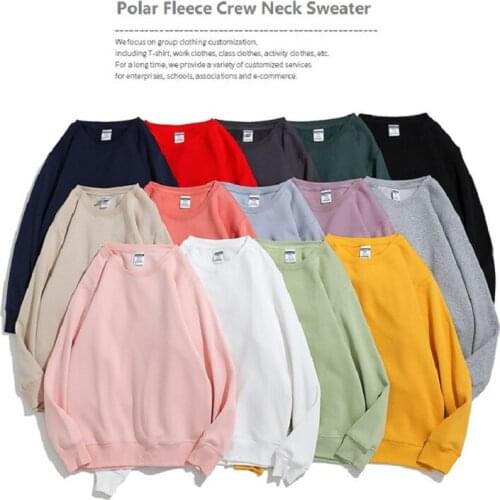 Women Top Loose Retro Slouchy Style Polar Fleece Sweatshirt Round Neck Pass Plus Velvet Thick Candy Color Long Sleeve Unisex