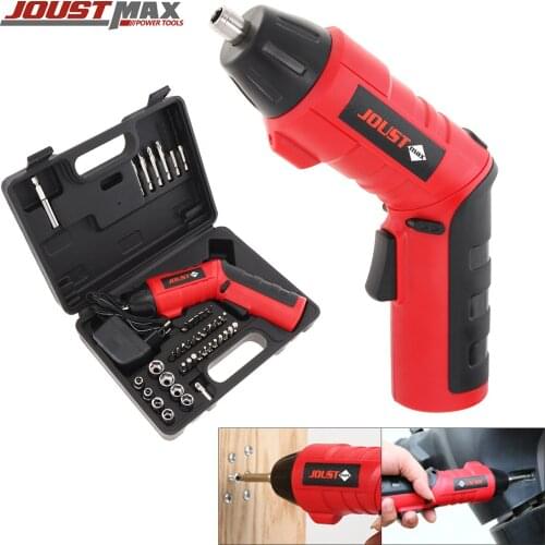 220V Cordless Rechargeable 4.8V Folded Handle Electric Drill Screwdriver Kit LED & 44pcs Screw Drill Bits for Drilling Screwing