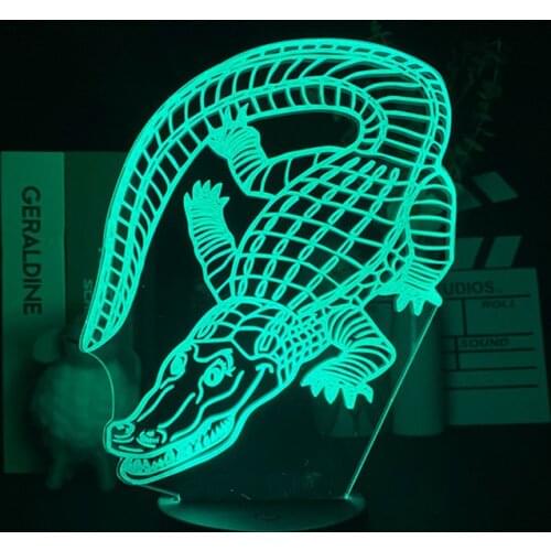 Creatures Crocodile Alarm Clock Base 3D Night Light Home Bedroom Decor Neon Sign Bedside Table Lamp LED Kid Night Light Creative