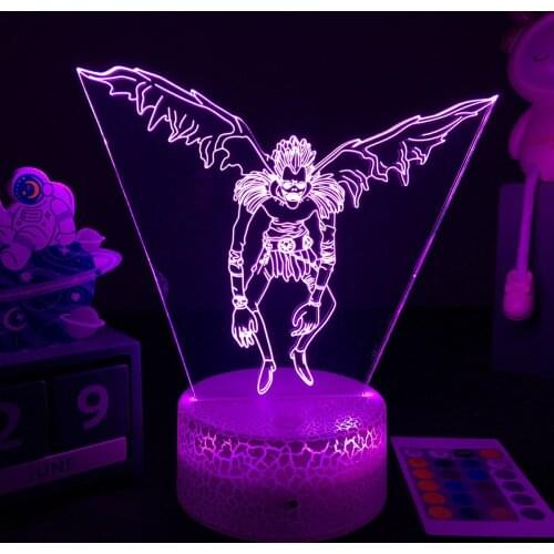 3D LED Lamp Anime Death Note Night Light Yagami Lawliet Figure for Anime Room Decor Cool Kids Bedroom Table Lamp Ryuk Figure