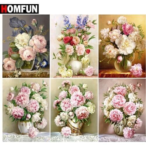 HOMFUN Diamond Painting Full Square/Round Diamond "Flower landscape" Pattern Embroidery Cross Stitch 5D Rhinestone Painting