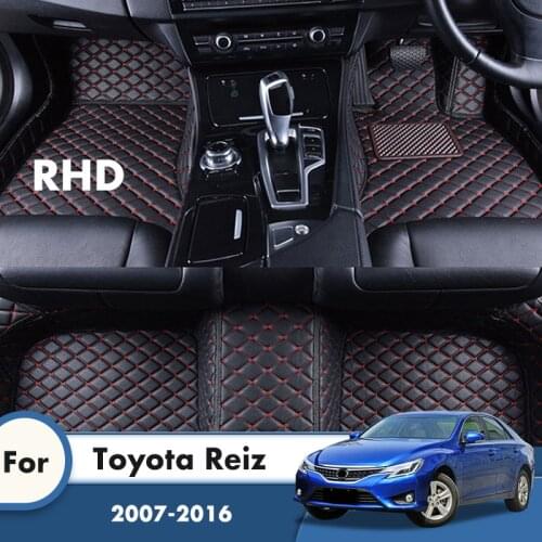 RHD Car Floor Mats For Toyota Reiz 2016 2015 2014 2013 2012 2011 2010 2009 2008 2007 Leather Carpets Custom Car Styling Foot Pad