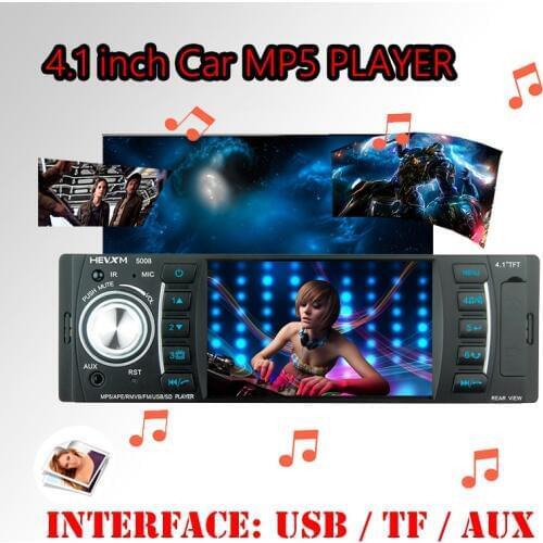 1 DIN 4.1 inch Car Stereo Radio Multimedia MP5 MP3 Player bluetooth SD USB FM Audio Microphone