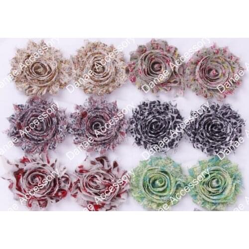 Free shipping 2.5"shabby chiffon flowers,chiffon frayed flower,hair accessories, Christmas Gift for girl 1000pcs/lot