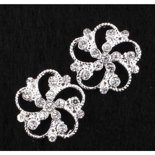 Free Shipping Wholesale 50pcs/lot 19x19mm Rhinestone Flatback Button For Hair Flower Wedding Invitation DM001
