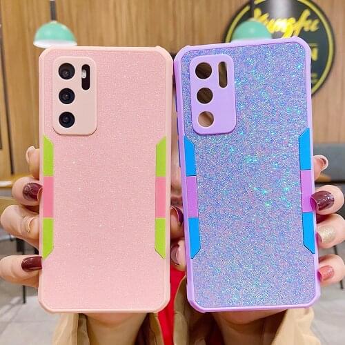 Glitter Corners Bumper Phone Case For Samsung Galaxy A32 A42 A52 A72 S21 S20 FE S10 Plus Note 20 Ultra A51 A71 Armor Soft Cover