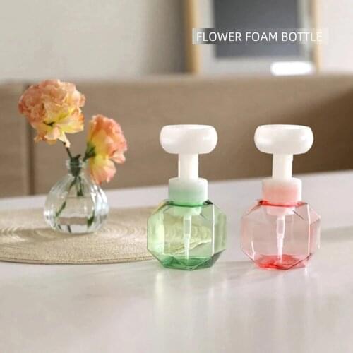 Liquid Soap Dispenser Plastic Bottle 300ml Automatic Gel Shampoo Foam Pump Empty Clear Shower Flower Shape Wholesale