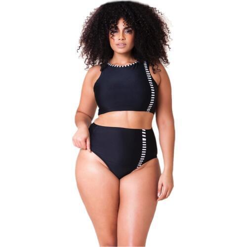 Womens Plus Size Bikini Swimsuits Separate Bikinis Two Pieces High Waisted Large Swimwear Chubby Woman Black Swim Bathing Suit