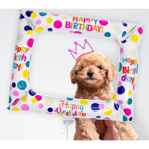 Happy Birthday Party Pet Photo Frame Foil Film Balloon for Family Party Decor Kid Toys Boy Girl Baby Shower Decoration Gadget
