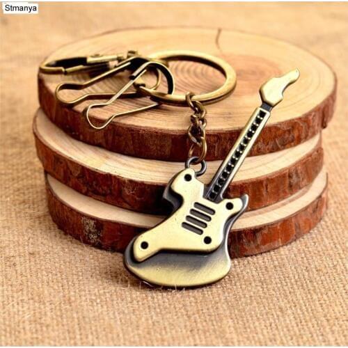 Guitar Key Chain - New Design Retro metal Keychain Car Key Chain Key Ring Imitation Guitar Pendant For Promotional Gifts 17249
