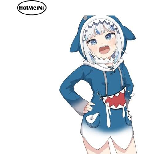 HotMeiNi 13cm x 7.4cm For Gawr Gura Shark Motorcycle Car Stickers Refrigerator Decal Vinyl Car Wrap Waterproof Scratch-Proof