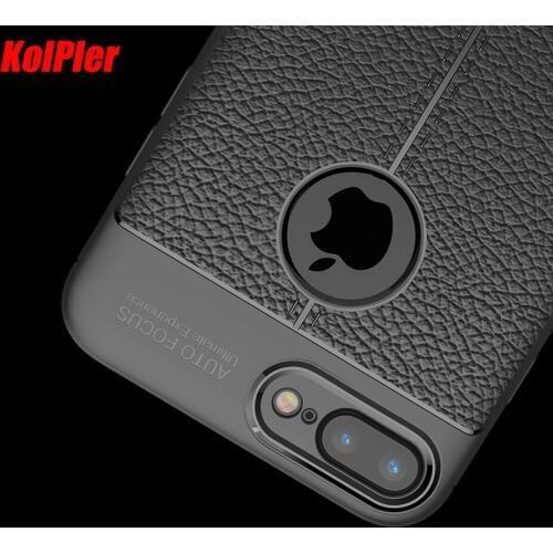 KOLPLER Soft case Cover for iPhone 8 Plus Case Leather Coque covers Silicone Carbon Fibe for iPhone 8 8+ Case TPU Shockproof