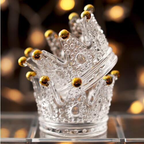 6pcs Qutline In Gold glass crown candlestick embossed ring beauty egg tray put cosmetic egg shelf jewelry storage box
