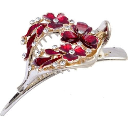 Beautiful Women Wedding Flower Hair Clip Rhinestone Barrette Girls Resin Hair Decoration Accessories Jewelry