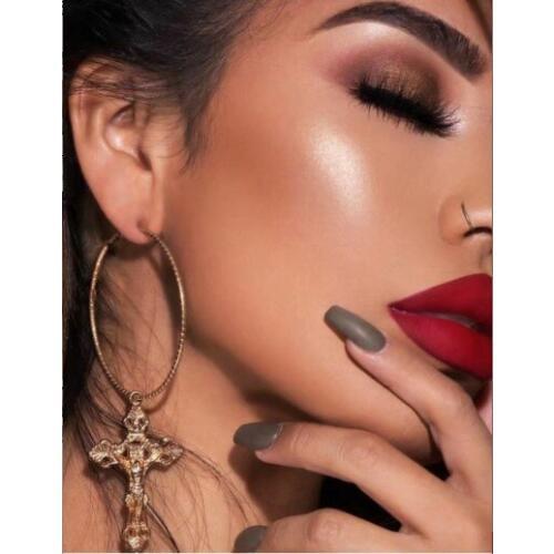 Rongho Brand metal Cross hoop earrings pendant for women Punk jewelry Gold circle earrings vintage bijoux