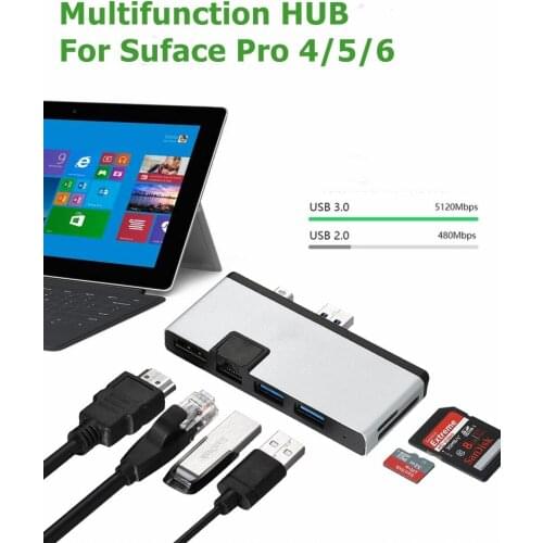 Multifunction Mini Diplayport To HDMI USB3.0 RJ45 HUB for Surfac Por 4 5 6 Converter Adapter