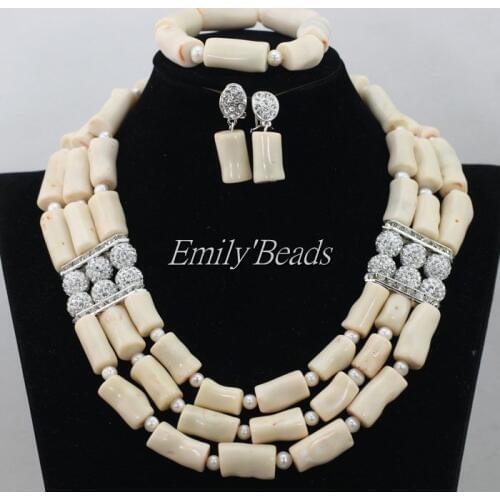 Fashion African Cream White Coral Beads Jewelry Sets Costume Wedding Nigerian Christmas Beads Jewelry Sets Free Shipping CJ489