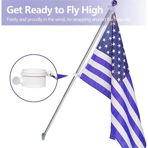 2pcs Plastic Flagpole Mounting Rings Set With Fixed HookAnti Wrap 360 Rotatable Ring With Carabiners Anti-winding Flagpole Tool