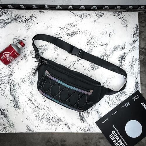 Chest Bag Men 2020 Waist Bag Fashion Men Fanny Pack Unisex Reflective Strip Crossbody Bags Casual Travel Pouch Male Belt Pack