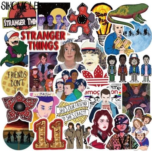 50PCS Stranger Things Sticker PVC Skateboard Snowboard Motorcycle Bicycle Guitar Laptop Sticker Kids Toys Decal Stickers F4