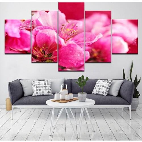 Wall Art Canvas Modular Wall Painting Flower Canvas Painting Print Picture for Living Room Canvas Prints 5 panel Frame Artwork