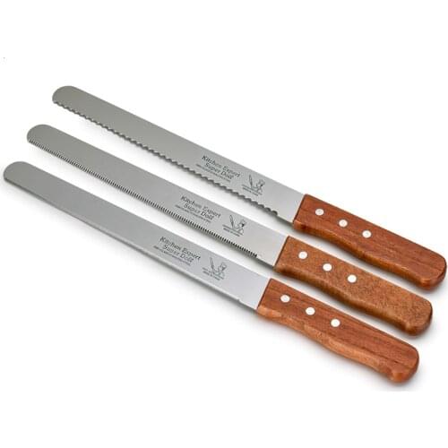 Stainless Steel Cake Layered Cutter Bread Knife Wooden Handle Fine Tooth Knife Baking Utensil Kitchen Pastry Tool