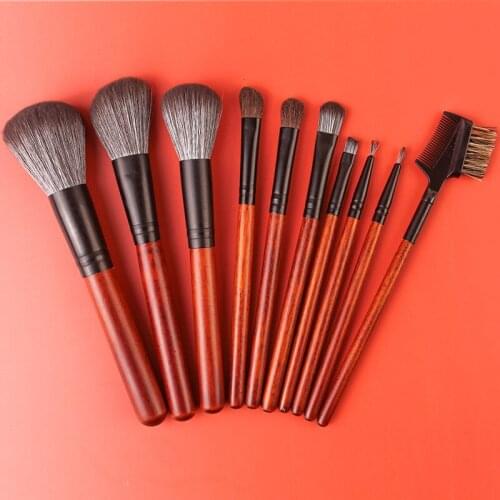 New 10 Wooden Handle Makeup Brush Convenient Set Anti-Mahogany Eyeshadow Brush Foundation Brush Highlight Brush Makeup Brush