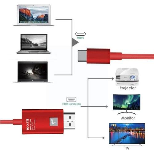 2021 New Usb 3.1 Type C to Hdmi-compatible 2m Type C to 4k Cable S9/s8/note Cable 9 Adapter Huawei Galaxy Cables For Macboo E8F5
