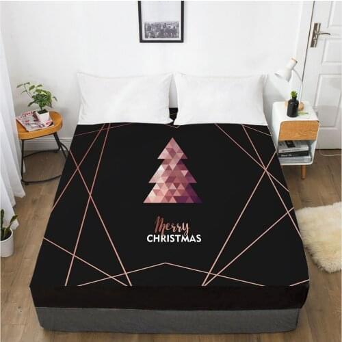 New On Product)3D Printed 1pc 100%Polyester Solid Fitted Sheet Mattress Cover Four Corners With Elastic Band Bed Sheet