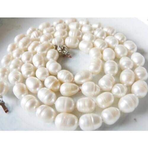 New Gorgeous 8-9mm irregular white Akoya pearl necklace 32inch