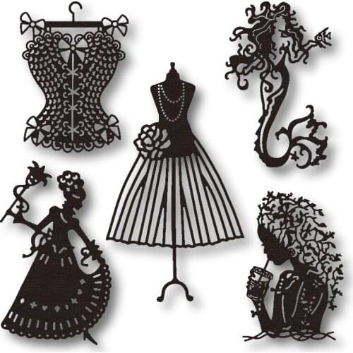 Clothes ladies metal cutting mold decoration background scrapbook greeting card DIY crafts blade punching template photo album