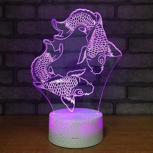 Factory Wholesale 3d Led Night Light Goldfish Bedside Decoration Kids Room Light Novelty Led Usb Kids 3d Lamp
