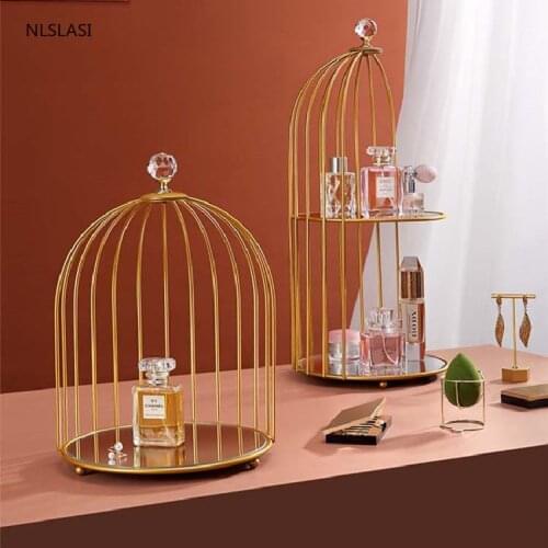 Creative Bird Cage Shape 1/2 Layer Iron Storage Rack Organizer Home Bathroom Accessories Shelf Organizer Cosmetic Storage Rack