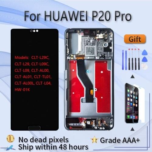 For HUAWEI P20 Pro CLT-L09 L29 AL0 AL01 TL01 OLED Original LCD screen assembly with front case touch glass Black Blue Aurora