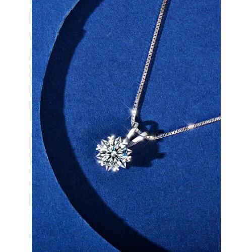 Snow Style Moissanite Pendant Necklace for Women ,100% 925 Sterling Silver,Girls Christmas Birthday Gift,Test Passed VVS D color