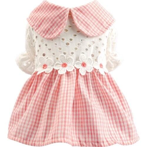 Pink Plain Thin Collar Dress Puppy Clothes Girl Puppy Dog Clothes Dog Costumes for Small Dogs Spring/Summer Luxury Dog Clothes