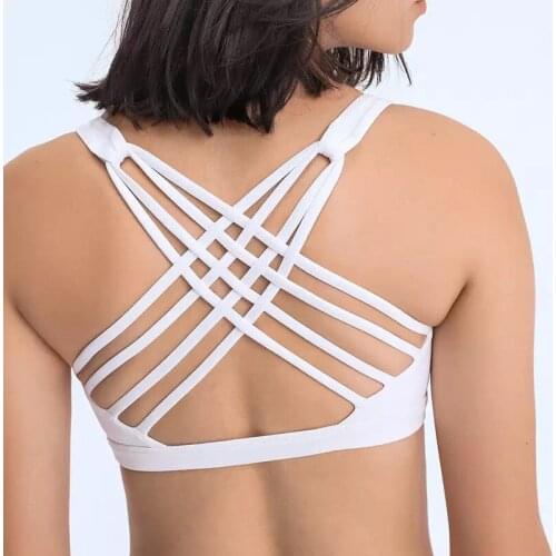 ZenYoga Crisscross Straps Plain Fitness Yoga Bras Women Naked Feel Padded Workout Gym Sports Tank Tops Athletic Crop Bra